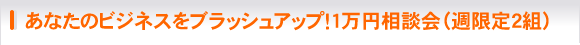 あなたのビジネスをブラッシュアップ！1万円相談会（週限定2組）